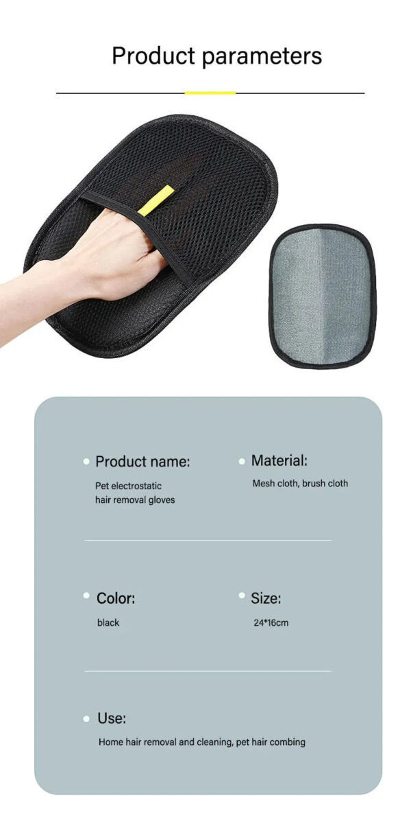 Pet Hair Removal Tool Reusable Static Removal Gloves, Double-Sided Grooming Gloves for Pets, Removes Pet Fur Hair for Carpets - Image 13