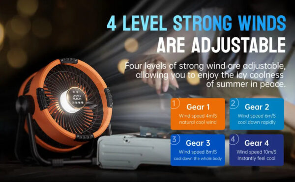 Multifunctional Outdoor Camping Fan Light Rechargeable Ceiling Fan with 3-speed Night Light and Power Bank Portable Fan - Image 14
