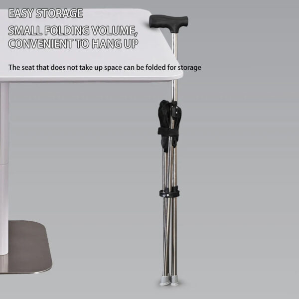 Lightweight Cane With Seats Height Adjustables 3 Legged Lightweight Folding Cane Versatile Stable Walking Stick For Elderly - Image 8