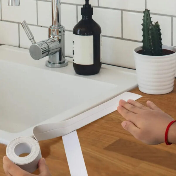 1 Roll of Waterproof White PVC Self-Adhesive Tape - Perfect for Bathroom, Sink & Kitchen - Super Strong Stickiness! - Image 11