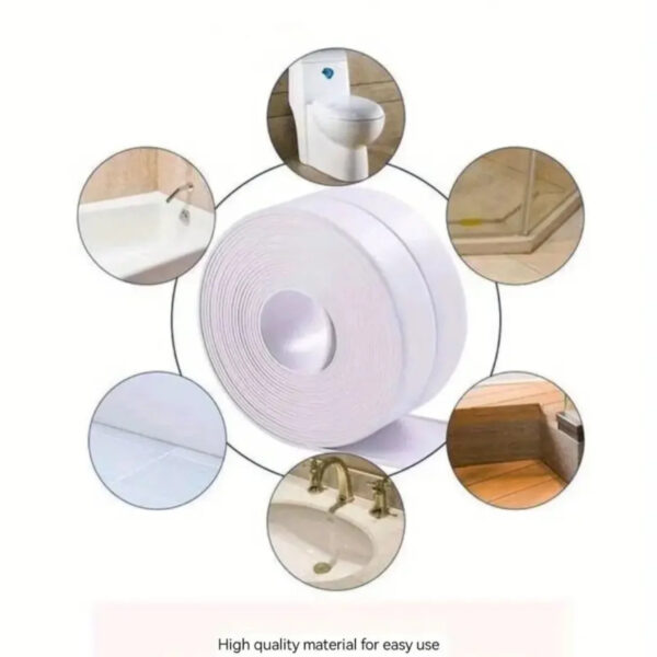 1 Roll of Waterproof White PVC Self-Adhesive Tape - Perfect for Bathroom, Sink & Kitchen - Super Strong Stickiness! - Image 7
