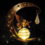Solar Moon Fairy Garden Light with Crackle Glass Globe - Image 2