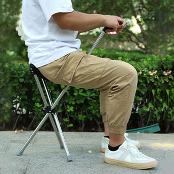 Lightweight Cane With Seats Height Adjustables 3 Legged Lightweight Folding Cane Versatile Stable Walking Stick For Elderly - Image 1