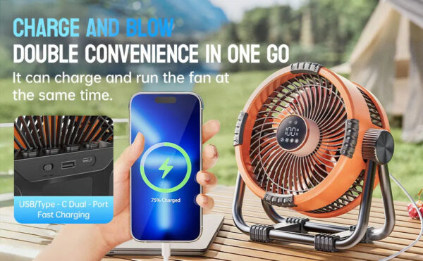 Multifunctional Outdoor Camping Fan Light Rechargeable Ceiling Fan with 3-speed Night Light and Power Bank Portable Fan - Image 8