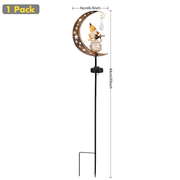 Solar Moon Fairy Garden Light with Crackle Glass Globe - Image 7