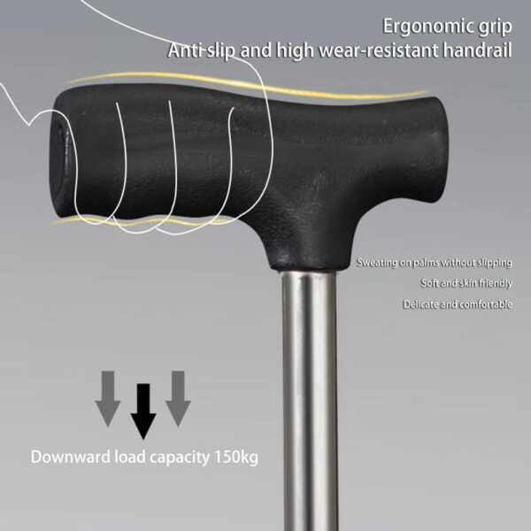Lightweight Cane With Seats Height Adjustables 3 Legged Lightweight Folding Cane Versatile Stable Walking Stick For Elderly - Image 6