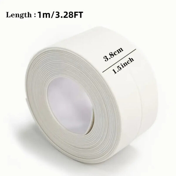 1 Roll of Waterproof White PVC Self-Adhesive Tape - Perfect for Bathroom, Sink & Kitchen - Super Strong Stickiness! - Image 6