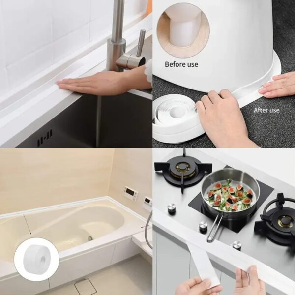 1 Roll of Waterproof White PVC Self-Adhesive Tape - Perfect for Bathroom, Sink & Kitchen - Super Strong Stickiness! - Image 9