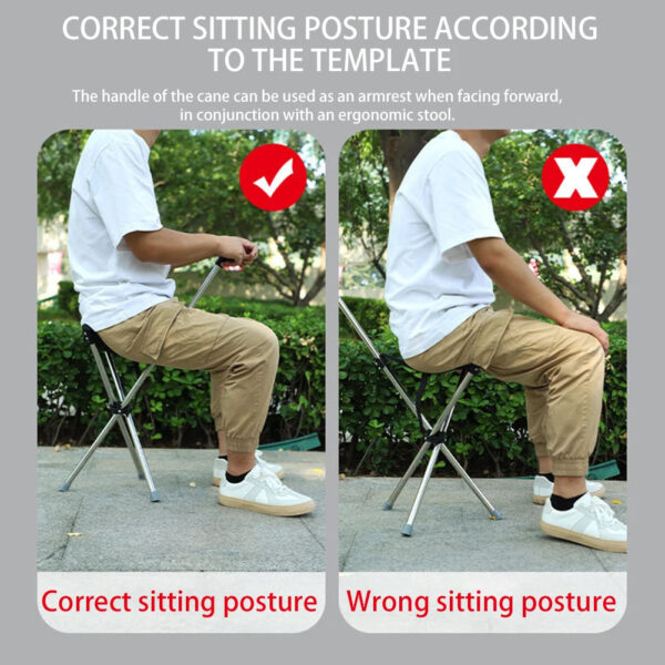 Lightweight Cane With Seats Height Adjustables 3 Legged Lightweight Folding Cane Versatile Stable Walking Stick For Elderly - Image 10