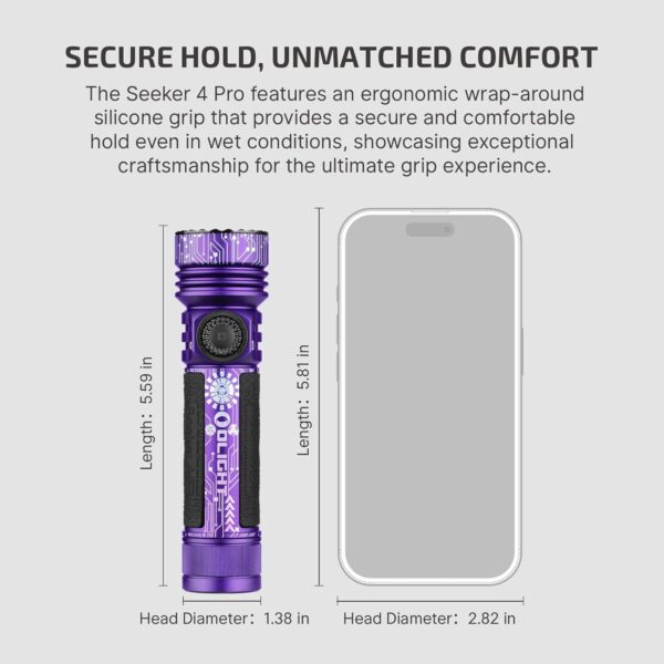 OLIGHT Seeker 4 Pro Rechargeable Flashlights, High Powerful Bright Light 4600 Lumens with USB C, Waterproof IPX8 for Emergencies, Camping, Searching (Cyber Violet Cool White) - Image 46