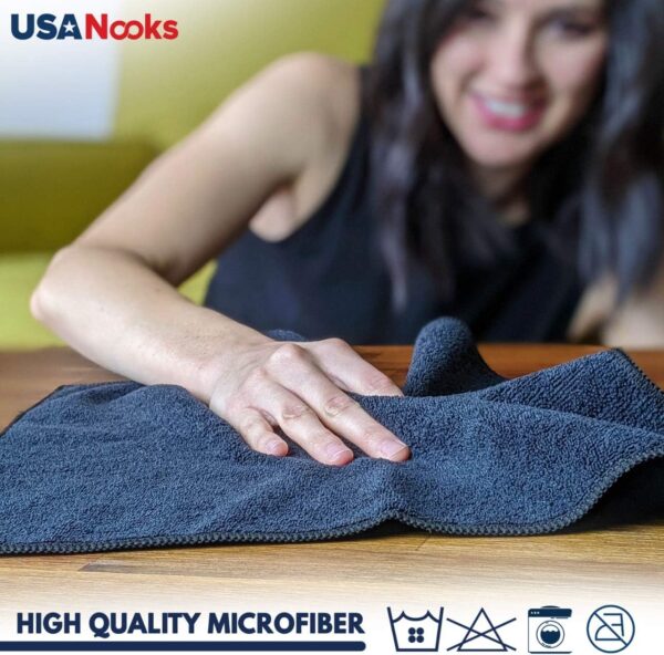 USANOOKS Microfiber Cleaning Cloth Grey - 12 Pcs (12.5"x12.5") - High Performance - 1200 Washes, Ultra Absorbent Microfiber Towel Weave Grime & Liquid for Streak-Free Mirror Shine - Car Washing Cloth - Image 28