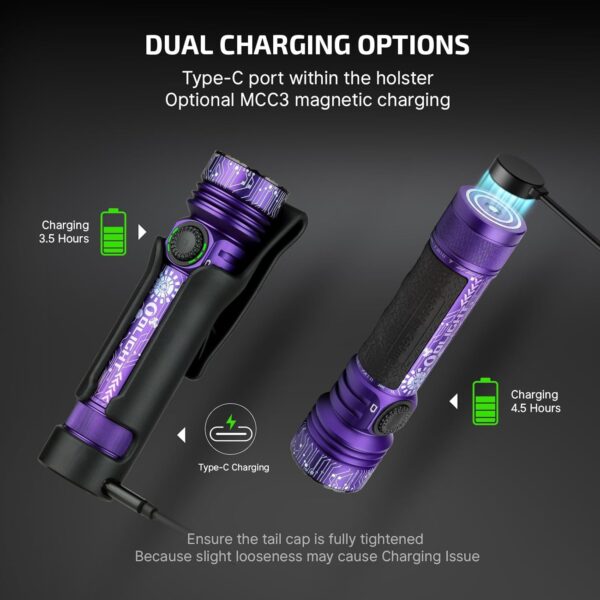 OLIGHT Seeker 4 Pro Rechargeable Flashlights, High Powerful Bright Light 4600 Lumens with USB C, Waterproof IPX8 for Emergencies, Camping, Searching (Cyber Violet Cool White) - Image 45