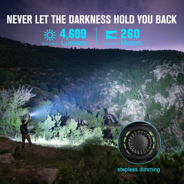 OLIGHT Seeker 4 Pro Rechargeable Flashlights, High Powerful Bright Light 4600 Lumens with USB C, Waterproof IPX8 for Emergencies, Camping, Searching (Cyber Violet Cool White) - Image 28