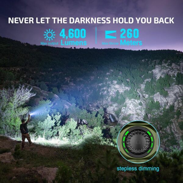 OLIGHT Seeker 4 Pro Rechargeable Flashlights, High Powerful Bright Light 4600 Lumens with USB C, Waterproof IPX8 for Emergencies, Camping, Searching (Cyber Violet Cool White) - Image 59