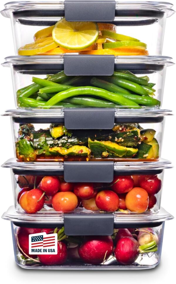 Rubbermaid Brilliance Food Storage Container, Large, 9.6 Cup, Clear 2024351 (Pack of 2) - Image 1
