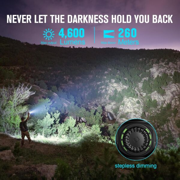 OLIGHT Seeker 4 Pro Rechargeable Flashlights, High Powerful Bright Light 4600 Lumens with USB C, Waterproof IPX8 for Emergencies, Camping, Searching (Cyber Violet Cool White) - Image 2