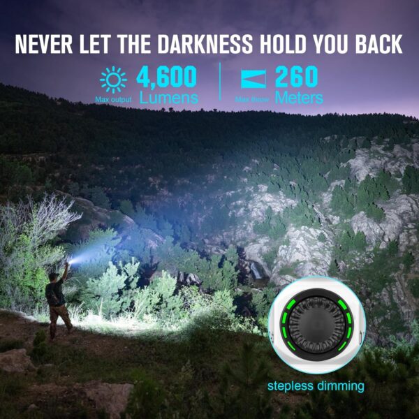 OLIGHT Seeker 4 Pro Rechargeable Flashlights, High Powerful Bright Light 4600 Lumens with USB C, Waterproof IPX8 for Emergencies, Camping, Searching (Cyber Violet Cool White) - Image 11