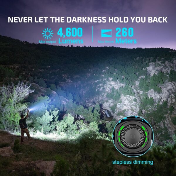 OLIGHT Seeker 4 Pro Rechargeable Flashlights, High Powerful Bright Light 4600 Lumens with USB C, Waterproof IPX8 for Emergencies, Camping, Searching (Cyber Violet Cool White) - Image 51