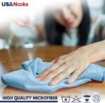 USANOOKS Microfiber Cleaning Cloth Grey - 12 Pcs (12.5"x12.5") - High Performance - 1200 Washes, Ultra Absorbent Microfiber Towel Weave Grime & Liquid for Streak-Free Mirror Shine - Car Washing Cloth - Image 6