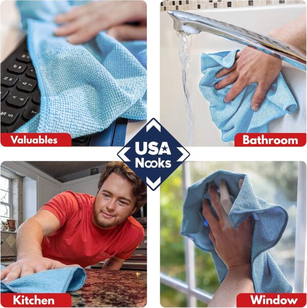 USANOOKS Microfiber Cleaning Cloth Grey - 12 Pcs (12.5"x12.5") - High Performance - 1200 Washes, Ultra Absorbent Microfiber Towel Weave Grime & Liquid for Streak-Free Mirror Shine - Car Washing Cloth - Image 7