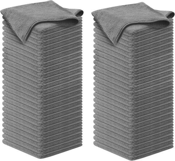 USANOOKS Microfiber Cleaning Cloth Grey - 12 Pcs (12.5"x12.5") - High Performance - 1200 Washes, Ultra Absorbent Microfiber Towel Weave Grime & Liquid for Streak-Free Mirror Shine - Car Washing Cloth - Image 67