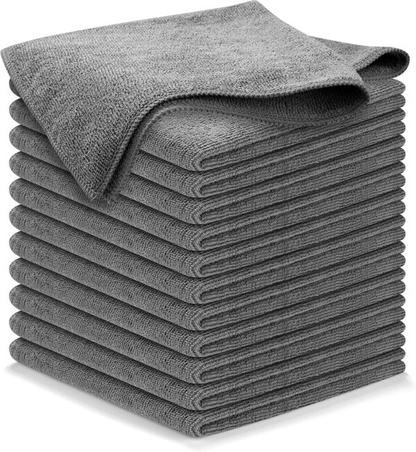 USANOOKS Microfiber Cleaning Cloth Grey - 12 Pcs (12.5"x12.5") - High Performance - 1200 Washes, Ultra Absorbent Microfiber Towel Weave Grime & Liquid for Streak-Free Mirror Shine - Car Washing Cloth - Image 21